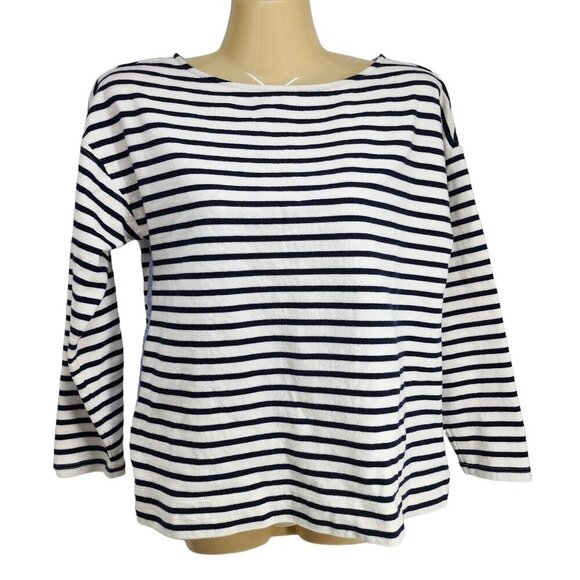 Vineyard Vines Long-Sleeve Striped Knit Top‎ Women's Size XS Off White and Blue - Picture 1 of 8